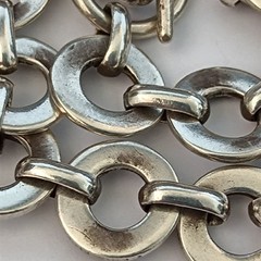 Vintage Sterling Silver Circle Link Bracelet Modernist Minimalist Toggle Round