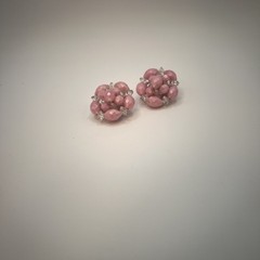 Vintage Made In Western Germany Cluster Clip On Earrings Beads, 1940-1950