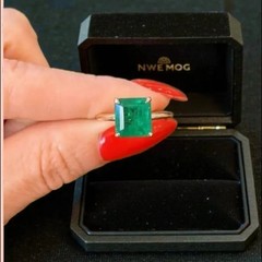 Art Deco 3.10 Ct Natural Emerald Vintage Engagement Ring 14K Yellow Gold Over