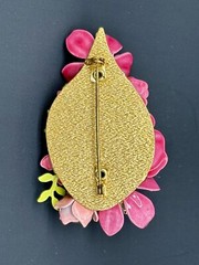 Vintage Mid Century Enamel Rhinestone Floral Brooch