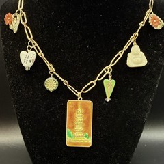 Vintage Estate Assemblage of Charms: Buddha, Pagoda Tower,Thermoset Flowers,OOAK