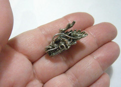 1.25″ Unique Vintage Sterling Silver 3D Dragon Head Tack Pin Very Nice Detail