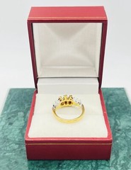 Simulated Ruby And Cubic Zirconia Ring Gold Electroplated Size 5