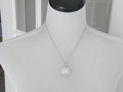 Vintage Style Sterling Silver 925 Baguette Starburst CZ Large Pendant Necklace