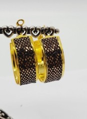 Women’s Hoop Earrings Brown Sequin & Gold tone 1.25 in Chunky