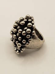 Vintage Nepal Perruque Modernist Pewter Ring Size 9 Large 4cm Statement Sputnik