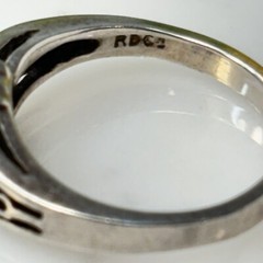 Vtg Signed RDC Sterling Silver 925 Topaz Solitaire Cut Out Scroll Band Ring Sz 5