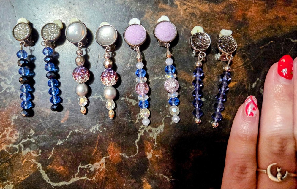 Four Clip-on Dangle Earrings