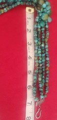 Vtg Soms 4 Strand & Lg Turquoise Nuggets Bib Necklace 925 Sterling Silver Clasp