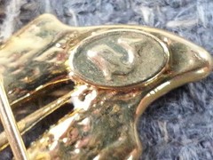 Dolphin One Leaf Fall Brooch Pin Autumn Goldtone