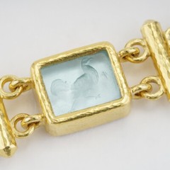 Elizabeth Locke 7 Station Rectangular Venetian Glass in 19k Yellow Gold