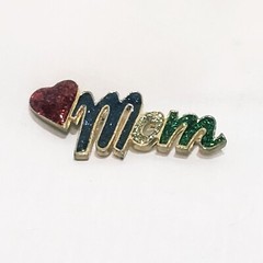 Love Heart Mom Glitter Fashion Brooch Mother’s Day 2″ Red Blue Green