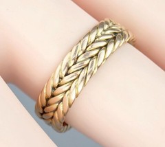Fine Antique Victorian Solid 18K Gold Braided Rope Twist Eternity Band Ring 6.25
