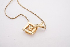Vintage Gold Filled Diamond Pendant Necklace 17.75″