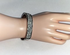 Vintage Silver Tone Hinged Bangle Embellished with Pavé Crystals 62 mm