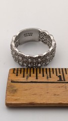 Vintage Sterling Silver Ring Wide Pave Eternity Band Clear Topaz 925 China Size