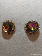 Vintage Schiaparelli Mid-Century Watermelon Color Stone Clip Earrings