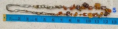 Vintage Amber Color Glass Bead Necklace on Silk Strand Hand Made 24″ Statement