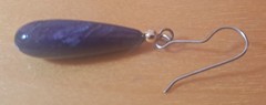 Vtg Lapis Lazuli Dangle Drop Earrings Stainless Ear Wire
