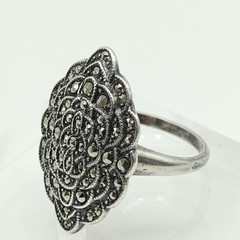 Vintage Uncas Mfg. Co. Sterling Silver 925 Marcasite Ring Sz 7 Art Deco