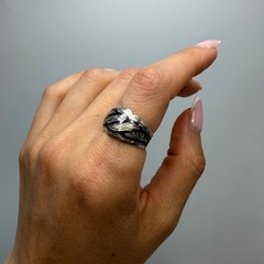 Rare Vintage USSR 875 Silver Kubachi Niello Ring Star Hallmark Size 9 2.79g