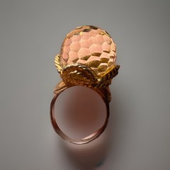 VTG 1960’s Watermelon Rainbow Faceted Crystal Gold Tone Furtune Teller Ring OS