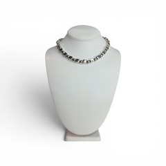 ​Heavy VTG Sterling Silver Geometric Cube Block Sphere Toggle Collar Necklace 16
