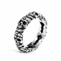 New Personality Men’s Solid 925 Sterling Silver Skull Gothic Punk Band Ring