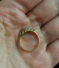Antique five stone diamond ring, 18ct gold, Victorian