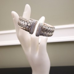 VicenzaSilver bracelet JCM sterling silver 925 woven cuff DMQ accents 6.75 in