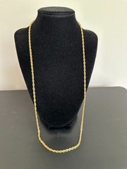 Vintage Marvella Signed Gold Tone Twisted Rope Chain Necklace 28″