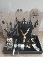 Vintage-Modern Costume Jewelry Mix Lot 20+ Necklaces Watches Earrings Bracelets