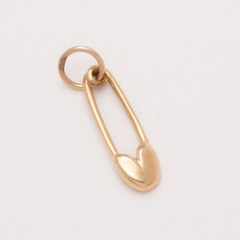 VINTAGE 14K GOLD BABY SAFETY PIN CHARM PENDANT with BAIL 0.5g 20x5mm 1950s USA