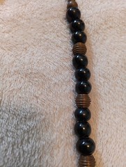 Vintage Graduated Varied Black Shiny Cool Beaded Necklace With Metal Spacers