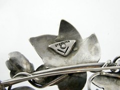 Designer OV Sterling Silver Ivy Vine Leaves Brooch Pin 925 16.5g 3.25 Inches