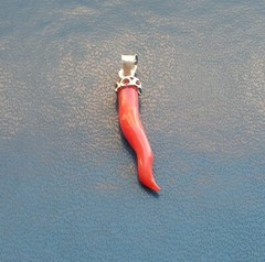 Christmas gift lucky horn Italian Silver Gold And Genuine Red Coral Mediterranea