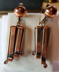 Vntg MCM Jewelry Chandelier Earrings Unsigned Matisse Renoir Copper Clip On