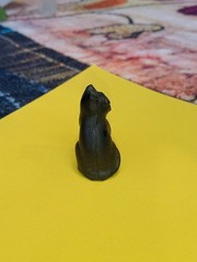 Antique, Vintage, Czech Black Cat Cracker Jack Glass Charm, Prize, 1″