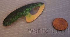 MCM Copper Enamel Boomerang Open Swirl Brooch modernist artisan signed Belanger