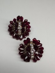 Glamorous large vintage MCM rhinestone, red dangle crystal cha cha clip earrings