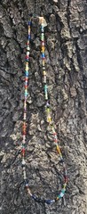NEW Vtg Multi Colored Vibrant Glass Bead Necklace Boho Chic Made In India 13″