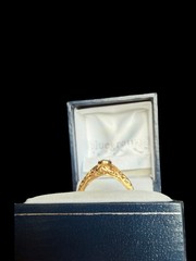 Antique Yellow Gold Old Cut Diamond Filigree Engagement Ring Size: 8