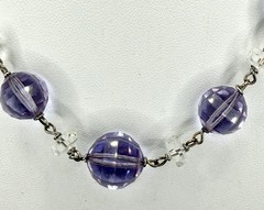 Amethyst Purple necklace on sterling silver chain Faceted Glass Graduated VTG
