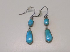 MYSTERY Hallmark Bird Turquoise Dangling Sterling Silver Earrings Native Indian