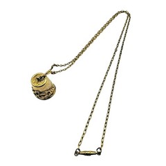 Vintage 18kt GOLD Plate THIMBLE NECKLACE Filagree Gold Tone Chain 24″