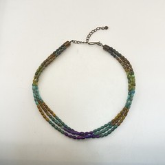 Jay King Necklace Turquoise Multi Color Copper Triple Strand Blue Green Purple