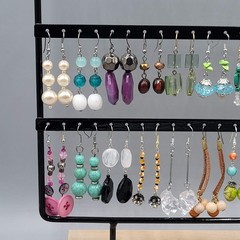 Lot of 44 Beaded Pierced Earrings Multi color ALL Dangle Hooks Bead Mixed