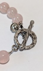 Vtg Sterling Silver Natural 9mm Rose Quartz Baroque Pearls Beaded 7.5″ Bracelet