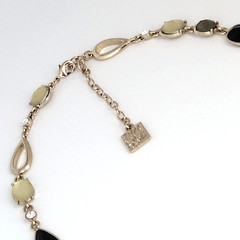 Anne Klein Necklace Gold Tone Chain Acrylic & Glass Rhinestone Choker 17″ Signed