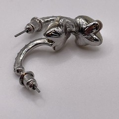 Earrings Butterfly Rhinestone Arch Curve Silver Tone Metal Pierced Jewelry